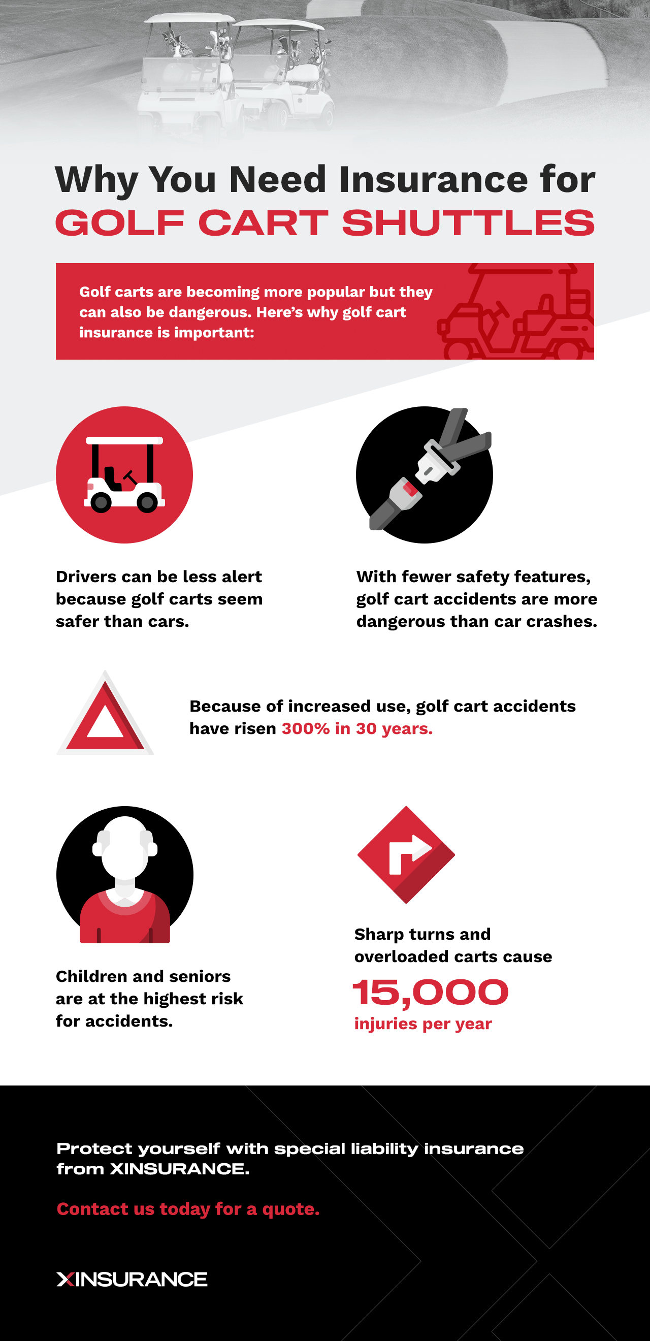 Infographic on why you need insurance for golf cart shuttles